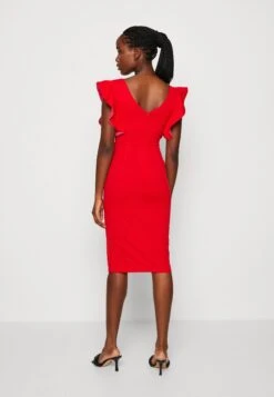Wal G V Neck Ruffle Sleeve Midi Dress - Jerseyjurk - Red/Fushia -Anna Field Winkel 42818d2afbc6404dae02c557ea3d45b7