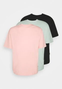 YOURTURN 3Pack Unisex - T-Shirt Basic - Black/Pink/Green