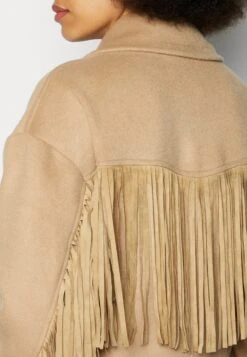COLOURFUL REBEL Koko Fringe Coat - Mantel - Camel -Anna Field Winkel bf055a151000427a8ad5d891d8341810